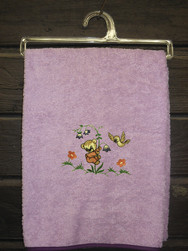 Serviette ourson fleur Lilas